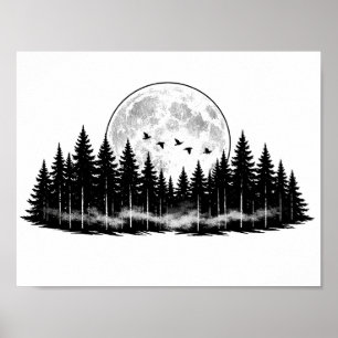 Black N White Forest Sketch, home decor