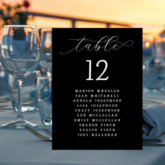 Black n White Names List Table Number Cards (Creator Uploaded)