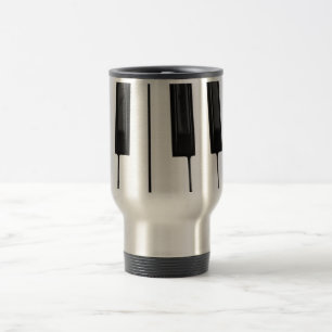 Black n White Piano Keyboard Key Picture Image Travel Mug