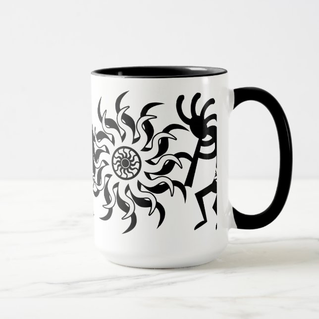 Black N White Southwest Kokopelli Tribal Sun Mug (Right)