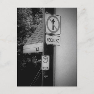 Black n White Street Signs Modern Art Contemporary Postcard
