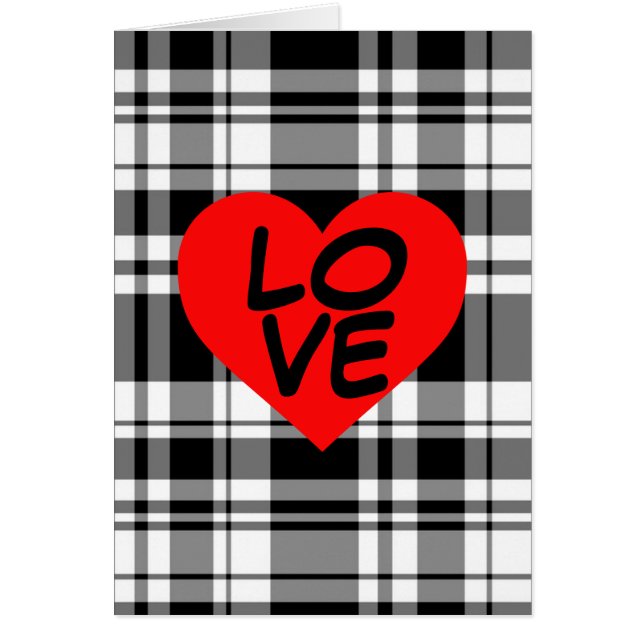 Black N' White tartan plaid with red heart detail (Front)