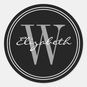 Black Name Monogram Envelope Seals