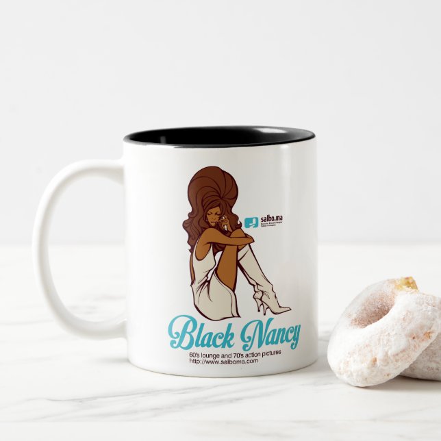 BLACK NANCY Two-Tone COFFEE MUG (With Donut)