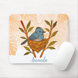 Black-Naped Monarch Nestled Among the Leaves Mouse Mat