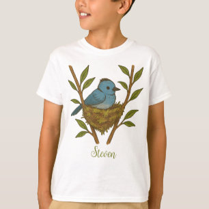 Black-Naped Monarch Nestled Among the Leaves T-Shirt