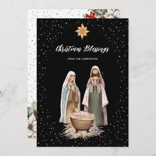 Black Nativity Botanical Christian Christmas Card