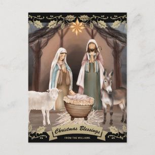 Black Nativity Scene Christian Christmas Holiday Postcard