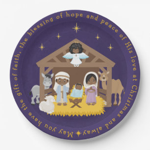 Black Nativity Scene Paper Plate