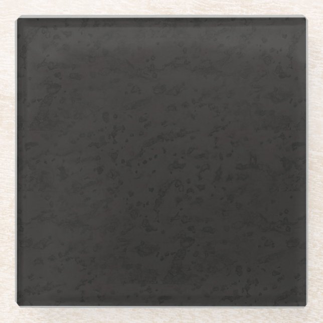 Black Natural Cork Bark Look Wood Grain Glass Coaster (Front)