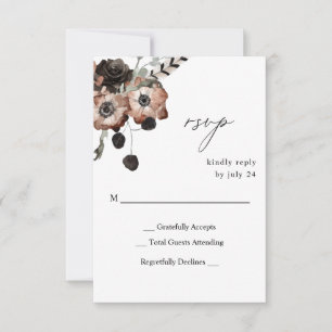 Black & Natural Floral Boho no Meal RSVP Card