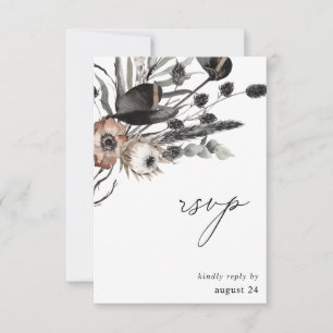 Black & Natural Floral w Meal RSVP Card