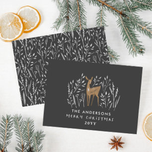 Black natural hand drawn reindeer elegant simple