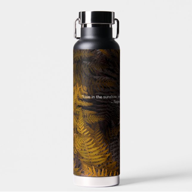 Black Nature Inspired Quote Water Bottle (Front)