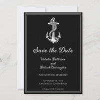 Black Nautical Anchor Save the Date Invite