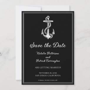 Black Nautical Anchor Save the Date Invite