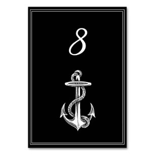 Black Nautical Anchor Table Number Card