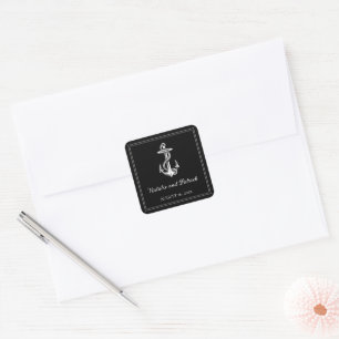 Black Nautical Anchor Wedding Stickers