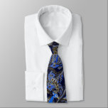 Black Navy and Gold Vintage Paisley Peacock Tie<br><div class="desc">Navy Blue Black and Gold Mehndi Indian Paisley Vintage Peacock Wedding Party Tie For the Guys. Father of Bride, Father of Groom, Groomsman, Best Man and Groom. Pink Raspberry Coral Orange and Yellow Retro Paisley Wedding Design. Vintage Inspired Paisley Aesthetic Mehndi Indian Paisley Wedding Ties. Also perfect for the Art...</div>