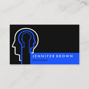 Black Navy Blue Brain mental hypnosis psychiatrist Business Card