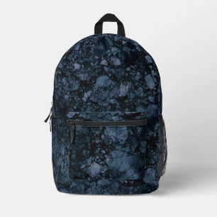 Black & Navy Blue Marble Texture Printed Backpack