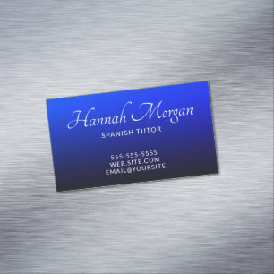 Black Navy Sapphire Blue Ombre Elegant Magnetic Business Card