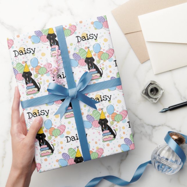 Black Neapolitan Mastiff Dog Birthday Wrapping Paper (Gifting)