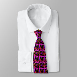 Black Neck Tie with Colourful Tree