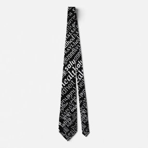Black Neck Tie with Text Health - Custom Colours