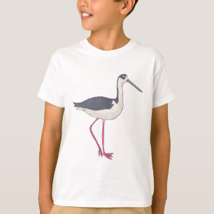 Black-necked Stilt watercolor bird species art T-Shirt