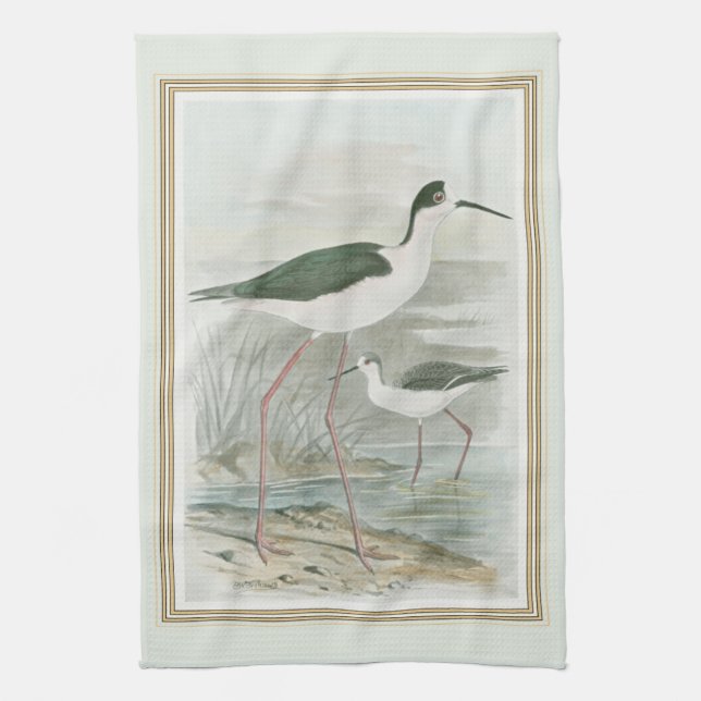 Black-Necked Stilts by the Water Tea Towel (Vertical)