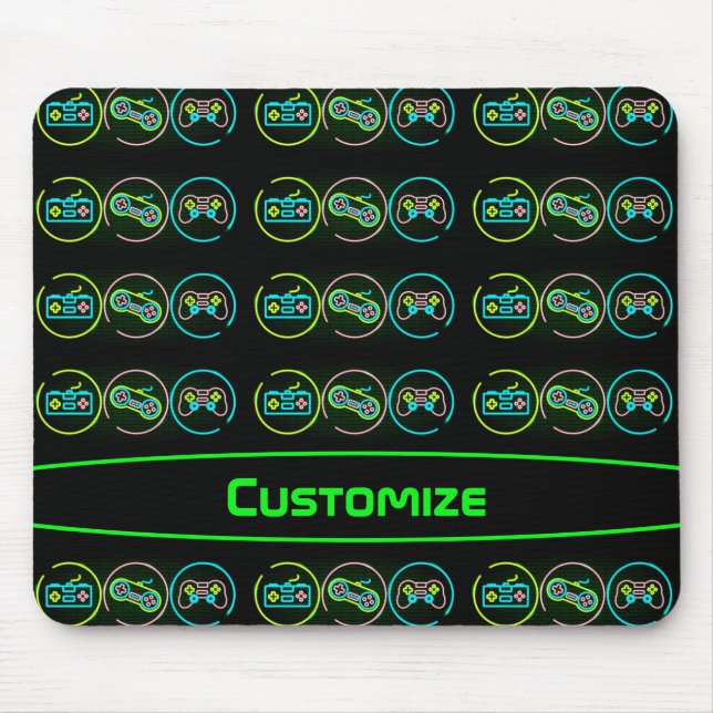 Black & Neon Gamer Mouse Mat (Front)