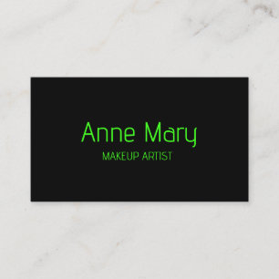 Black Neon Green Bright Script Makeup Artist Salon Business Card