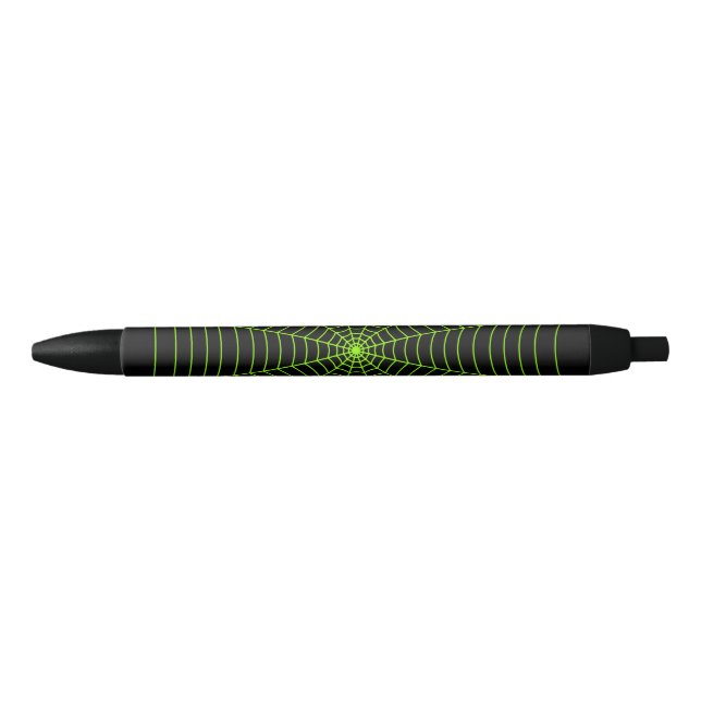 Black neon green spider web Halloween pattern Ink Pen (Front)