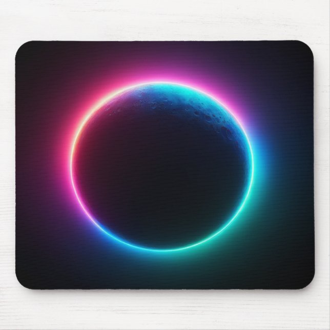 Black Neon Moon Mouse Mat (Front)