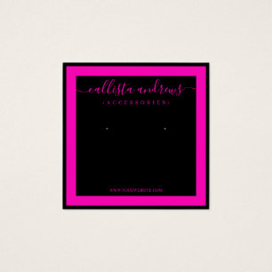 Black Neon Pink Border Cursive Earring Display