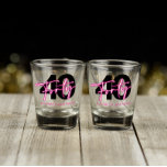 Black Neon Pink Forty 40th Birthday Shot Glass<br><div class="desc">Celebrate with these neon sign inspired 40th birthday shot glasses. Personalise with your own message or name.</div>