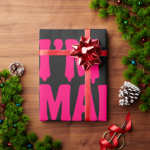 Black Neon Pink Wrapping Paper – Customisable