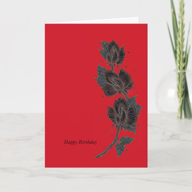 Black Neon Rose Red Card (Front)