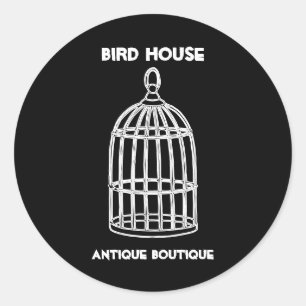 Black Nest Antique Decor Bird House Classic Round Sticker