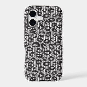 Black net lace with leopard pattern on white