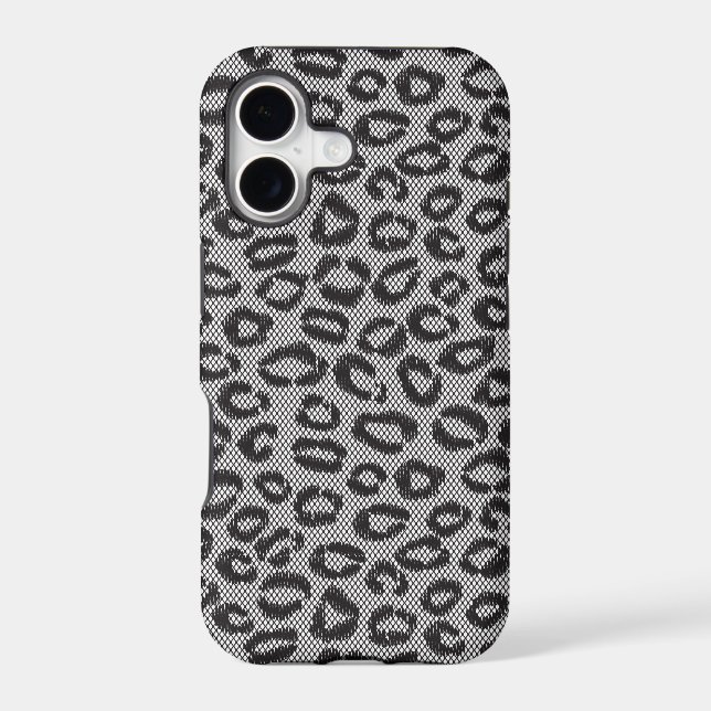 Black net lace with leopard pattern on white (Back)