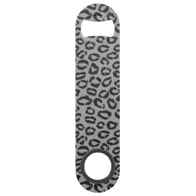 Black net lace with leopard pattern on white (Front)