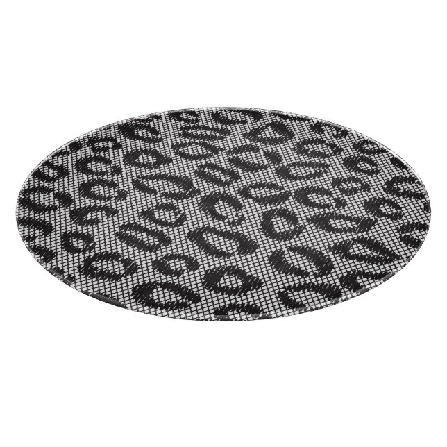 Black net lace with leopard pattern on white cutting board (Corner)