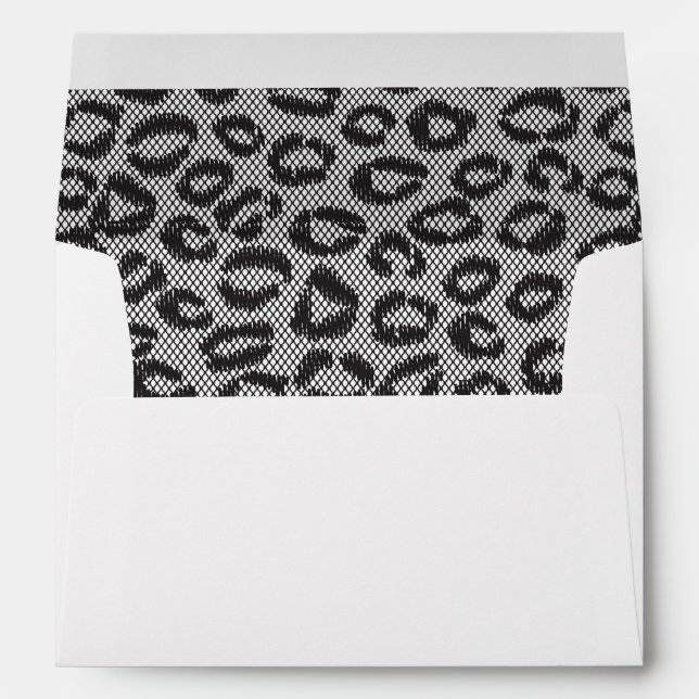 Black net lace with leopard pattern on white envelopes (Back (Bottom))