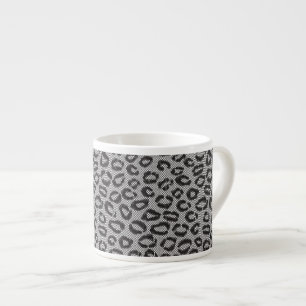 Black net lace with leopard pattern on white espresso cup
