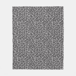 Black net lace with leopard pattern on white fleece blanket