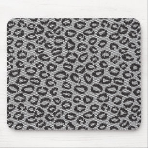 Black net lace with leopard pattern on white mouse mat