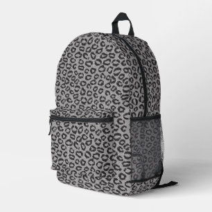 Black net lace with leopard pattern on white printed backpack