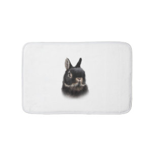 Black Netherland Dwarf Rabbit Bust Women's Unisex  Bath Mat